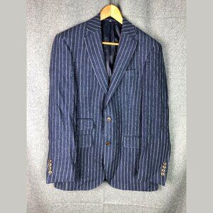 Jos A Banks 1905 Navy Pin Stripped Linen 3 Button Blazer Sports Coat Mens 36R